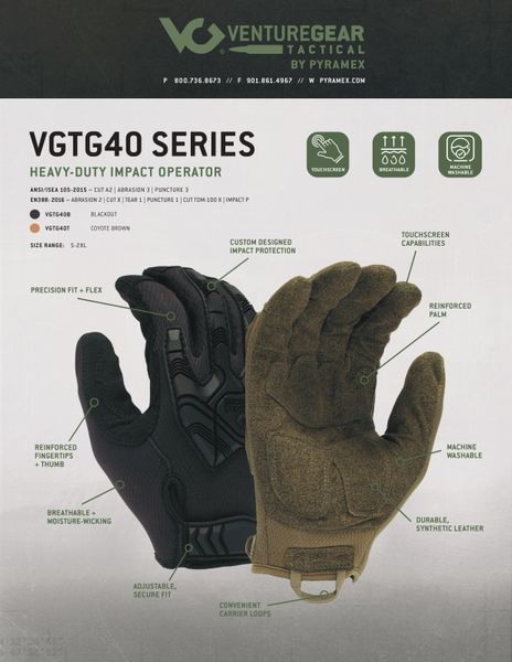 Тактичні рукавиці протиударні Venture Gear Tactical VGTG40 Heavy-Duty Impact Operator, пісочні, розмір XL (10) VGTG40TXL фото