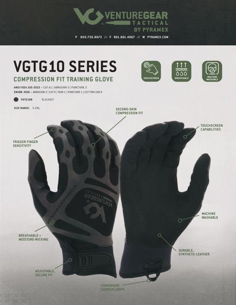 Тактичні рукавиці Venture Gear Tactical VGTG10 Compression Fit, чорні, розмір XL (10) VGTG10BXL фото