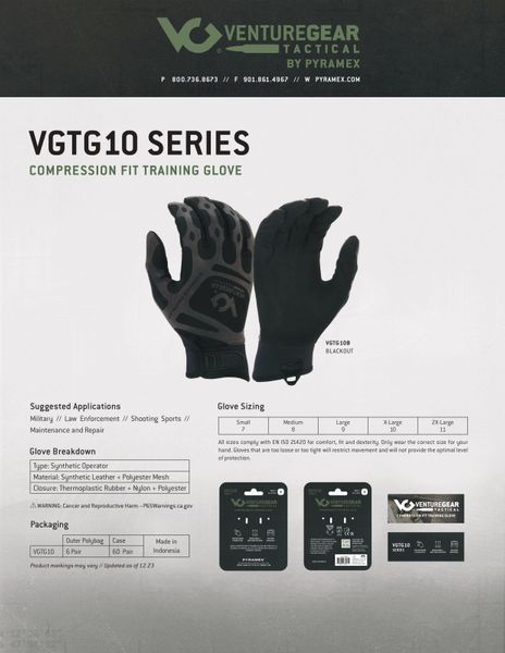 Тактичні рукавиці Venture Gear Tactical VGTG10 Compression Fit, чорні, розмір XL (10) VGTG10BXL фото