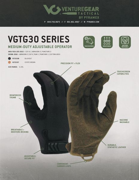 Тактичні рукавиці Venture Gear Tactical VGTG30 Medium-Duty Operator, чорні, розмір M (8) VGTG30BM фото