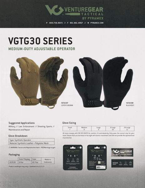 Тактичні рукавиці Venture Gear Tactical VGTG30 Medium-Duty Operator, чорні, розмір XL (10) VGTG30BXL фото